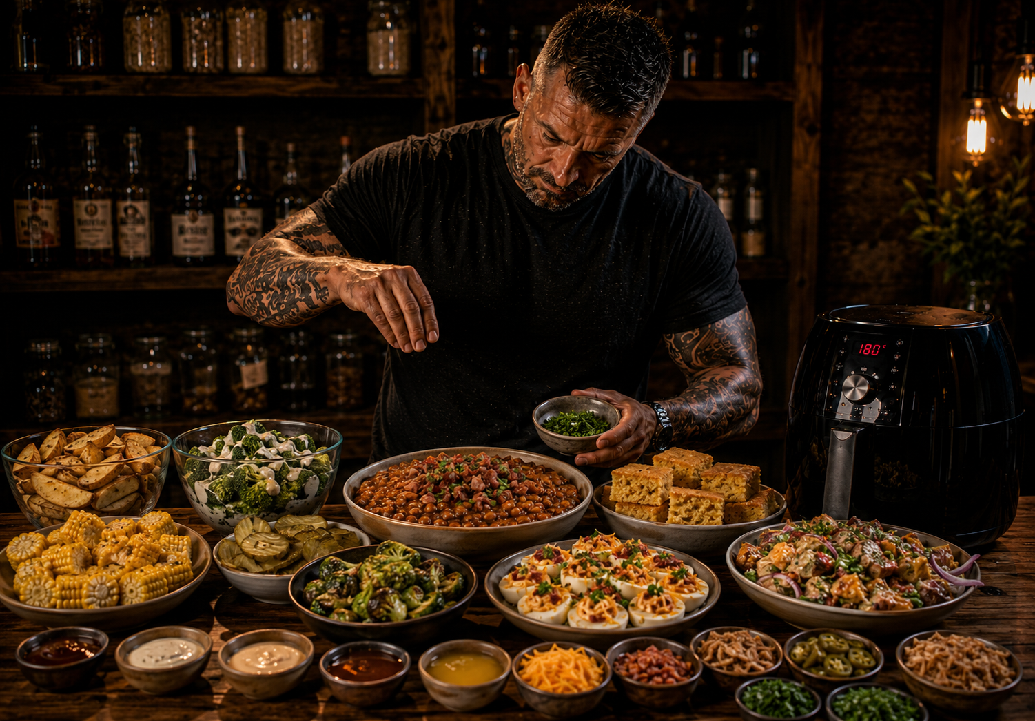Air Fryer The Ultimate Pitmaster Side Dish Board preparation stage